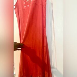 #12 Ladies casual orange dress, buttons down side , 100%cotton